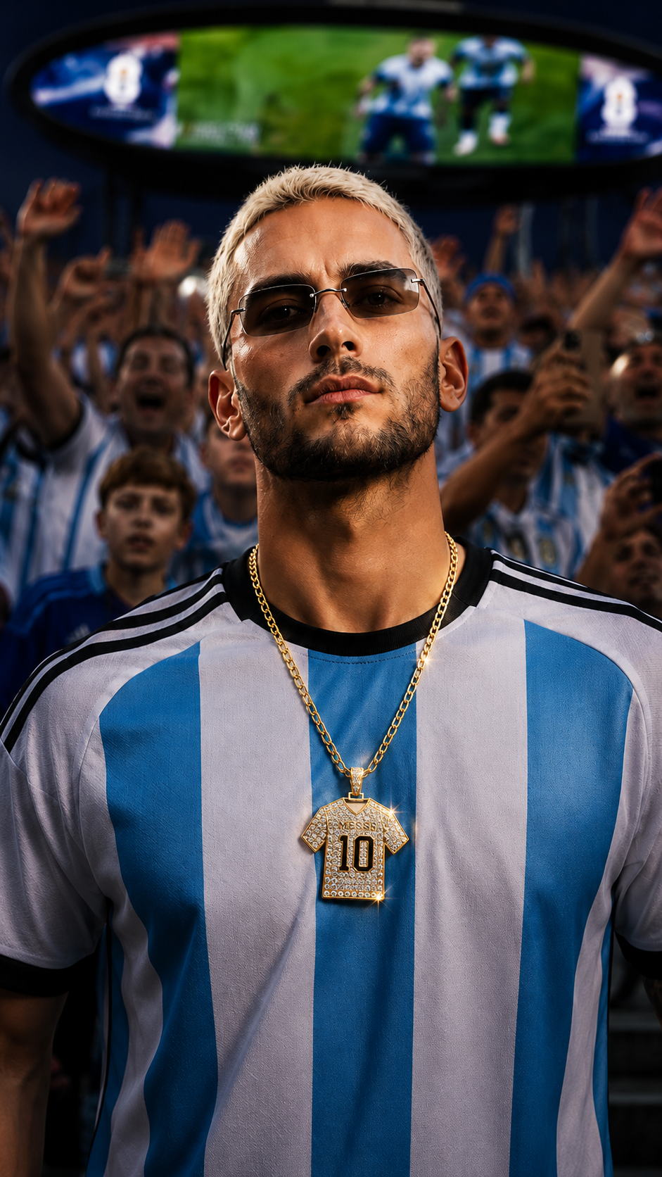 Hombre con la camiseta de Argentina luciendo la pieza Last Dance